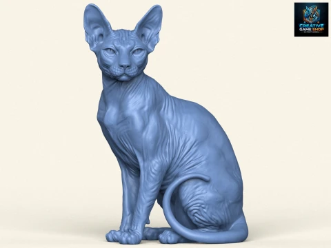 Duduk Kucing Sphynx Model Cetak 3D