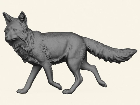 Wild Fox Walking 3D Print Model
