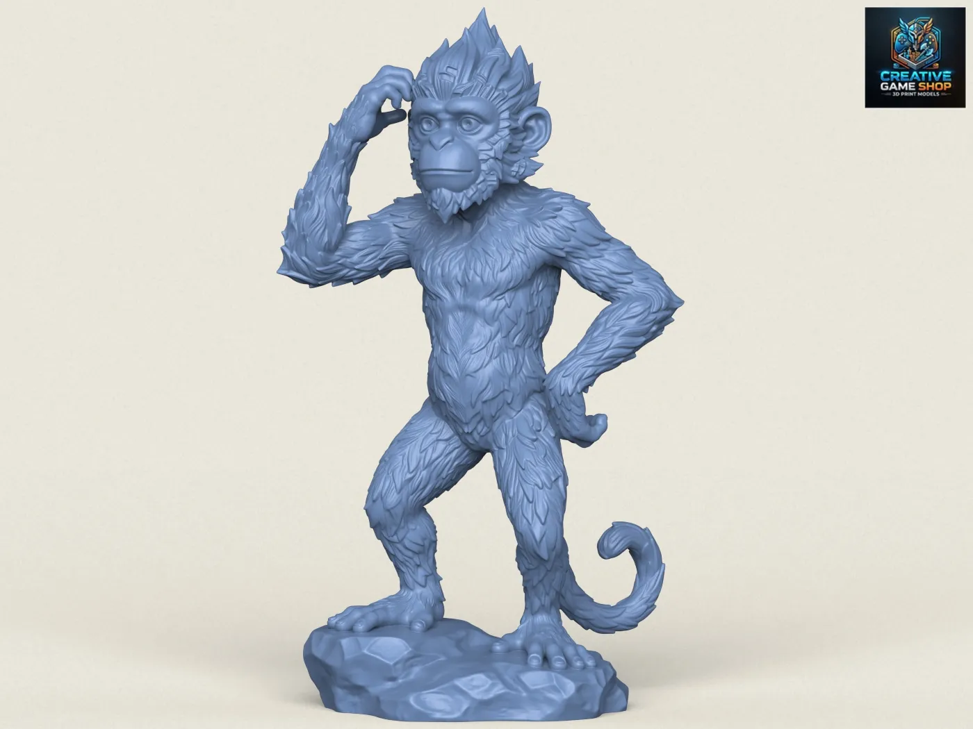 Thinking Monkey Statue 3D Print Model .c4d .max .obj .3ds .fbx .stl .blend 