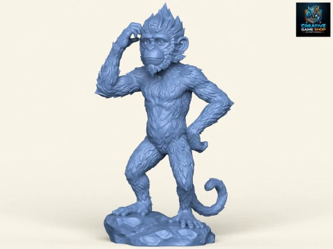 Est&aacute;tua do Macaco Pensando Modelo de Impressão 3D