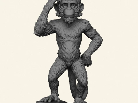 Thinking Monkey Statue 3D Print Model