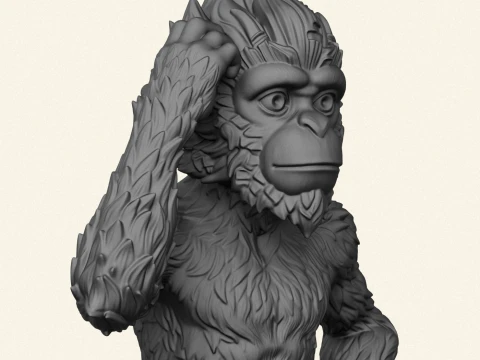 Thinking Monkey Statue 3D Print Model