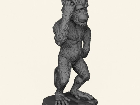 Thinking Monkey Statue 3D Print Model