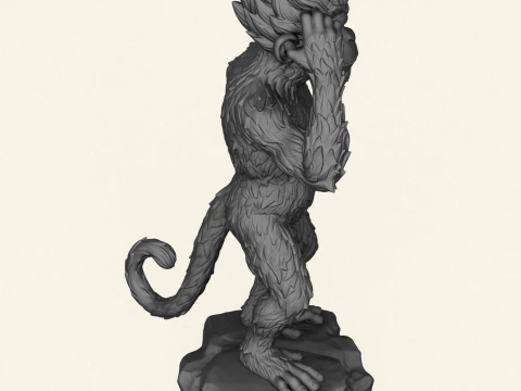 Thinking Monkey Statue 3D Print Model