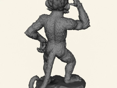 Thinking Monkey Statue 3D Print Model