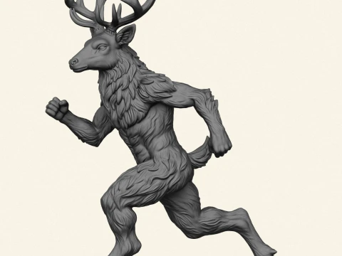 Deer Character Running 3D Print Model