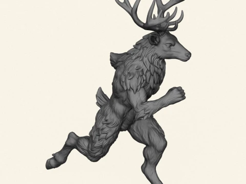 Deer Character Running 3D Print Model