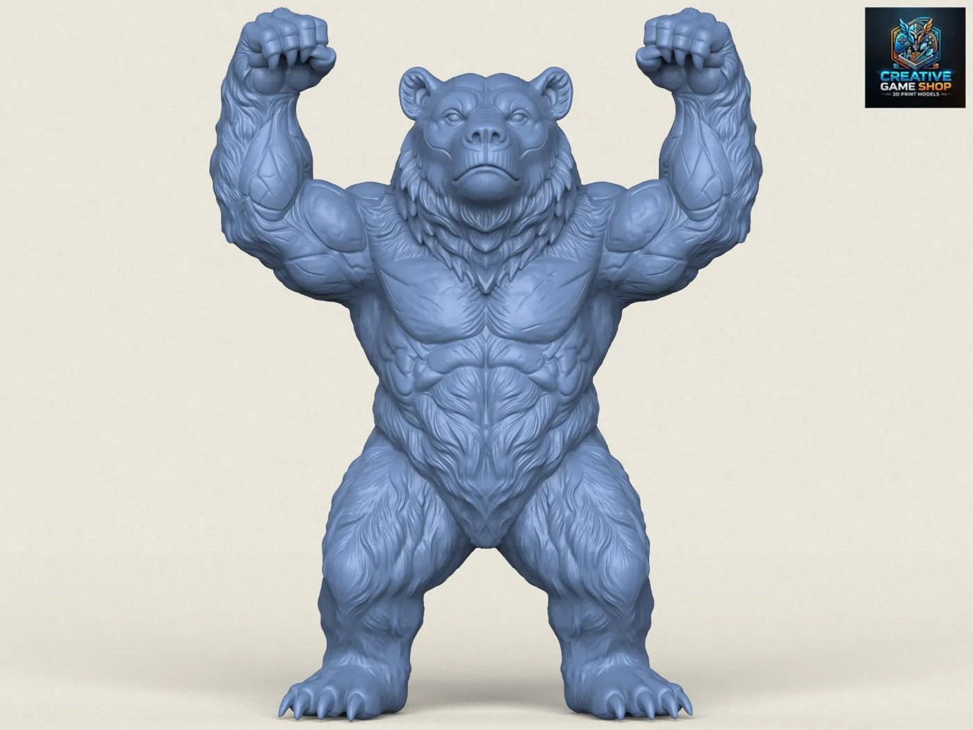 Wild Muscular Bear Character 3D Print Model .c4d .max .obj .3ds .fbx .stl .blend 