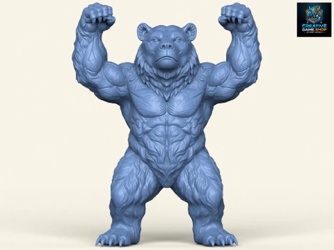 Wilder, muskul&ouml;ser B&auml;rencharakter 3D Druckmodell