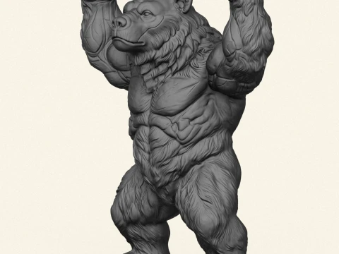 Wild Muscular Bear Character 3D Print Model