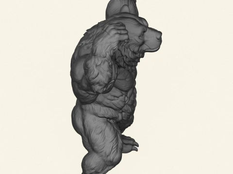 Wild Muscular Bear Character 3D Print Model