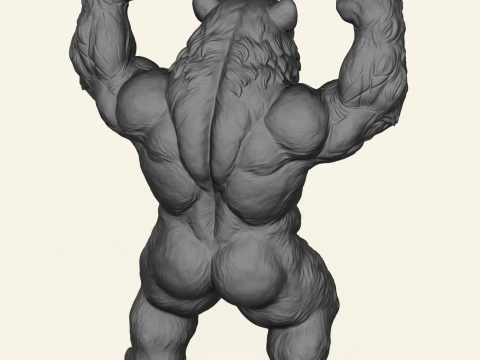 Wild Muscular Bear Character 3D Print Model
