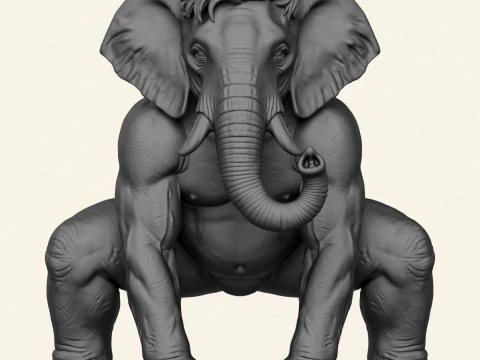 Warrior Elephant Character 3D Print Model