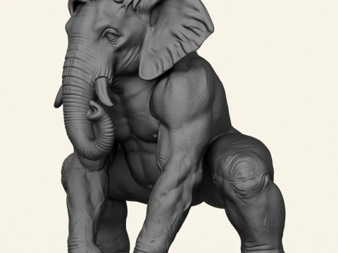 Warrior Elephant Character 3D Print Model