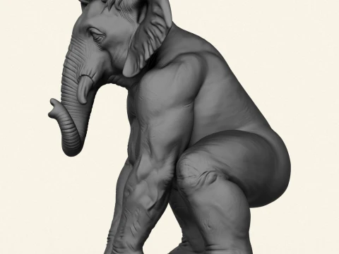 Warrior Elephant Character 3D Print Model