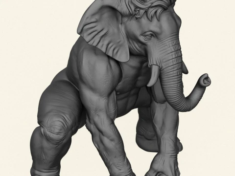 Warrior Elephant Character 3D Print Model