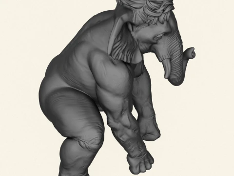 Warrior Elephant Character 3D Print Model