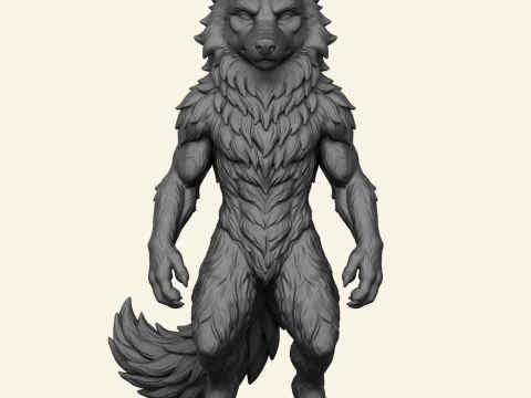 야생 늑대 캐릭터 3D 프린트 모델