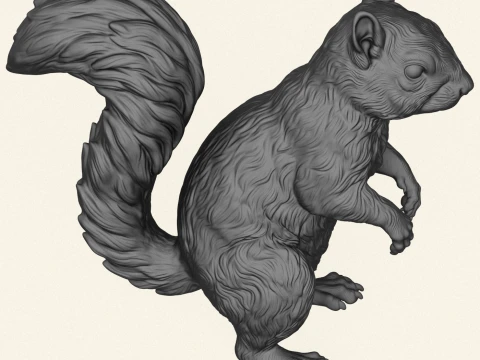 Squirrel Standing 3D Print Model