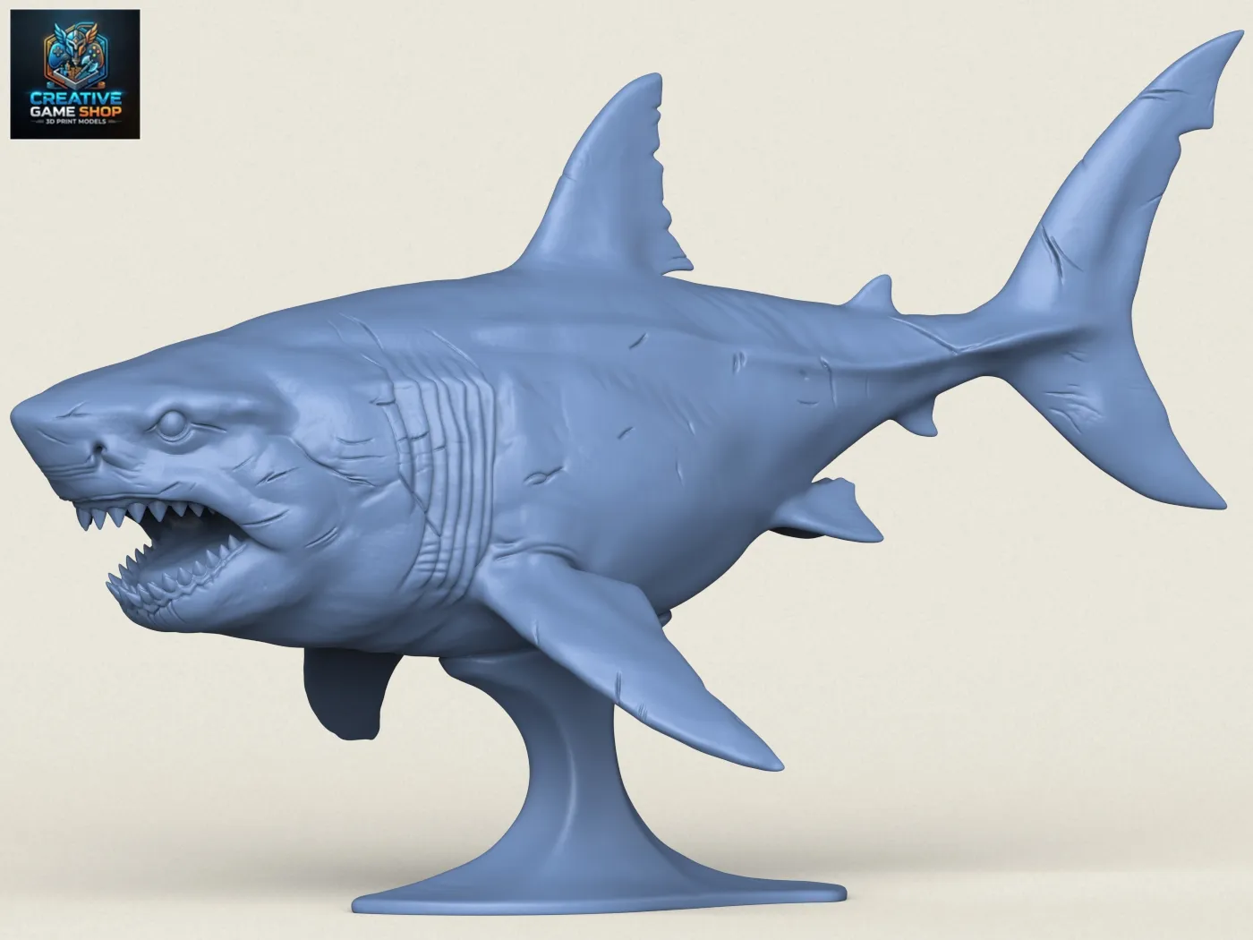 Megalodon Shark Fish 3D Print Model .c4d .max .obj .3ds .fbx .stl .blend 