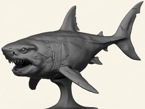 Megalodon Shark Fish 3D Print Model