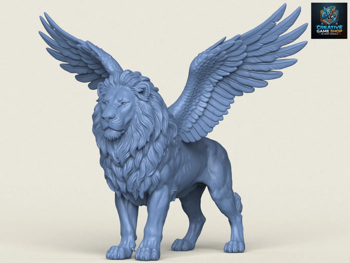 Lion With Wings 3D Print Model .c4d .max .obj .3ds .fbx .stl .blend
