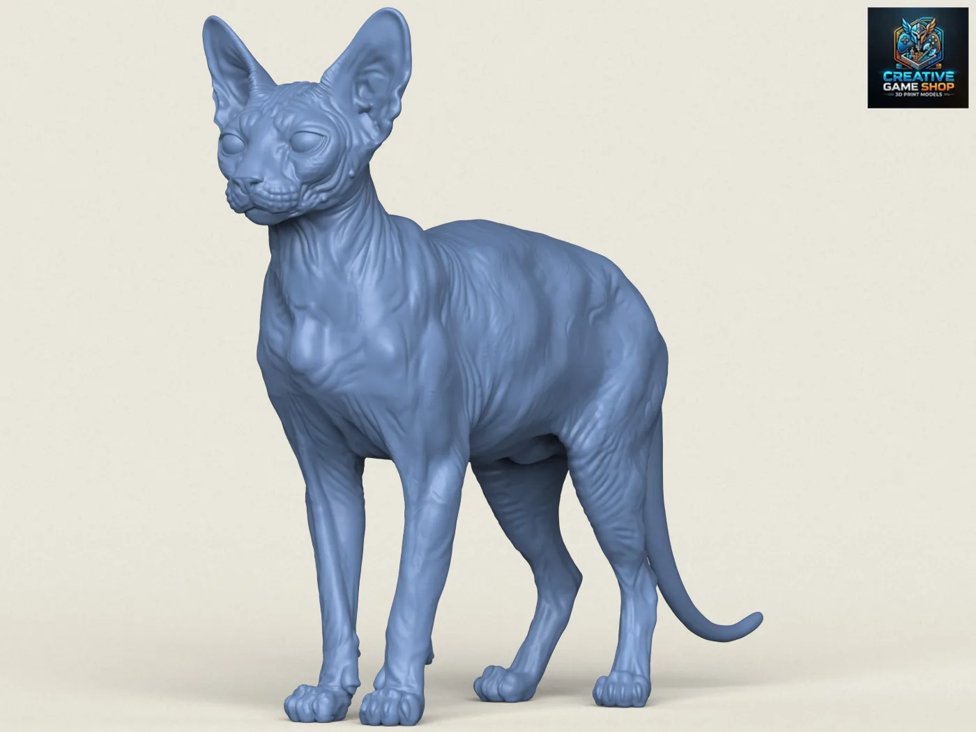 Sphynx Cat 3D Print Model .c4d .max .obj .3ds .fbx .stl .blend