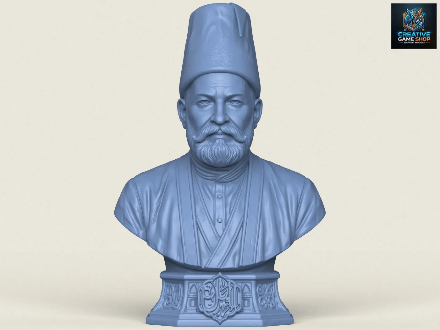 Mirza Ghalib Bust 3D Print Model .c4d .max .obj .3ds .fbx .stl .blend
