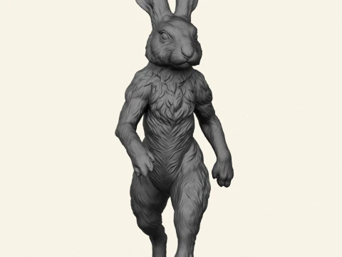 Rabbit Character Walking 3D Print Model