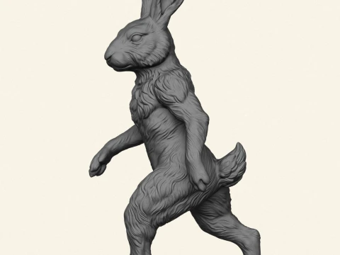 Rabbit Character Walking 3D Print Model