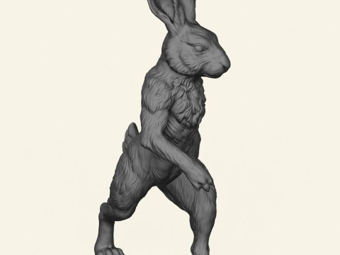 Rabbit Character Walking 3D Print Model