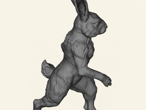 Rabbit Character Walking 3D Print Model