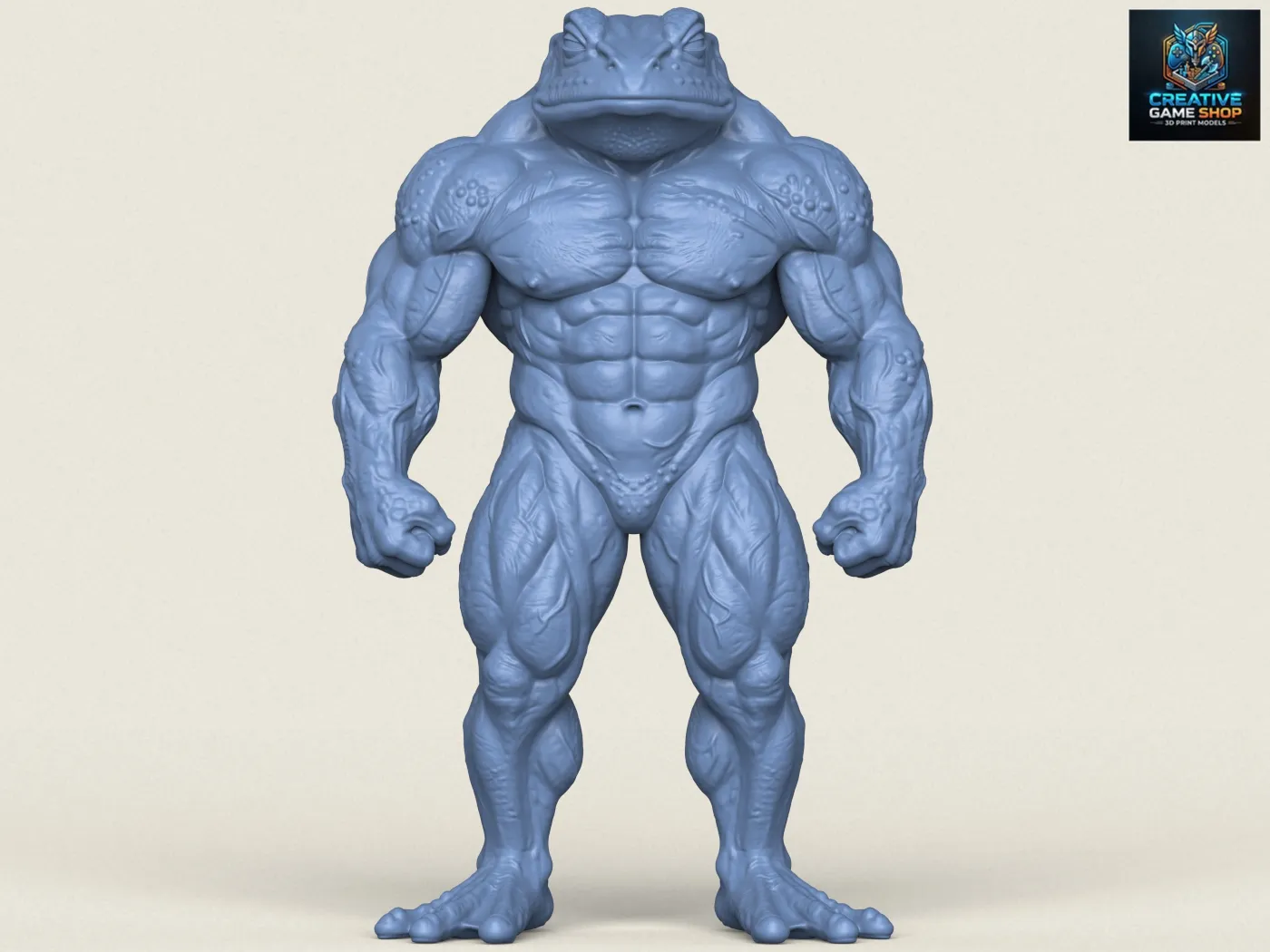 Frog Muscular Character 3D Print Model .c4d .max .obj .3ds .fbx .stl .blend 