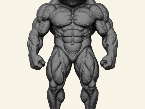 Frog Muscular Character 3D Print Model