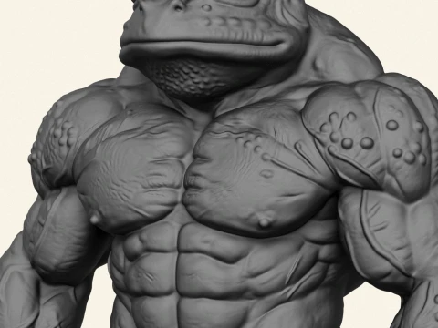 Frog Muscular Character 3D Print Model