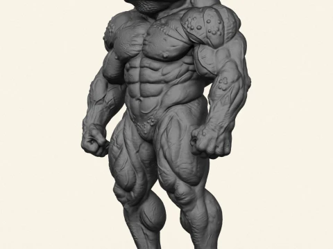 Frog Muscular Character 3D Print Model