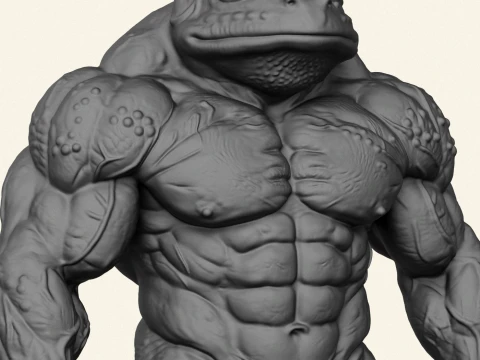 Frog Muscular Character 3D Print Model