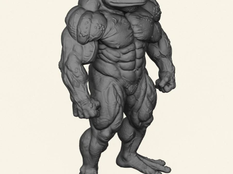 Frog Muscular Character 3D Print Model