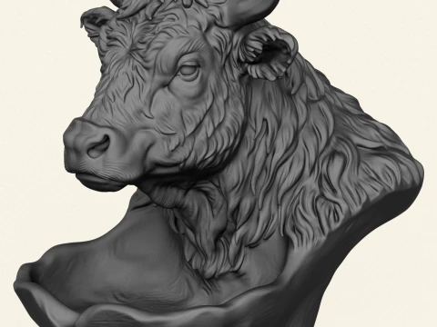 Cow Head Decorative Object Holder 3D Print Model