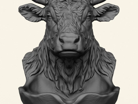 Cow Head Decorative Object Holder 3D Print Model