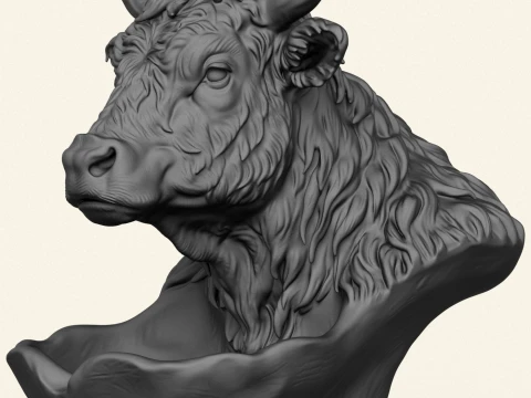 Cow Head Decorative Object Holder 3D Print Model