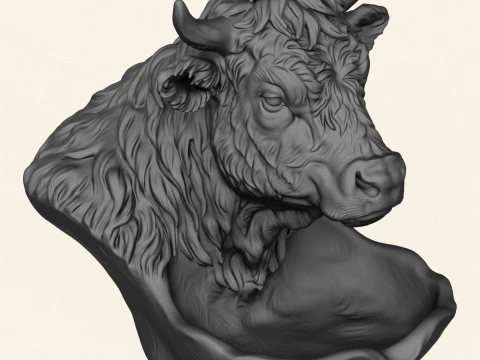 Cow Head Decorative Object Holder 3D Print Model