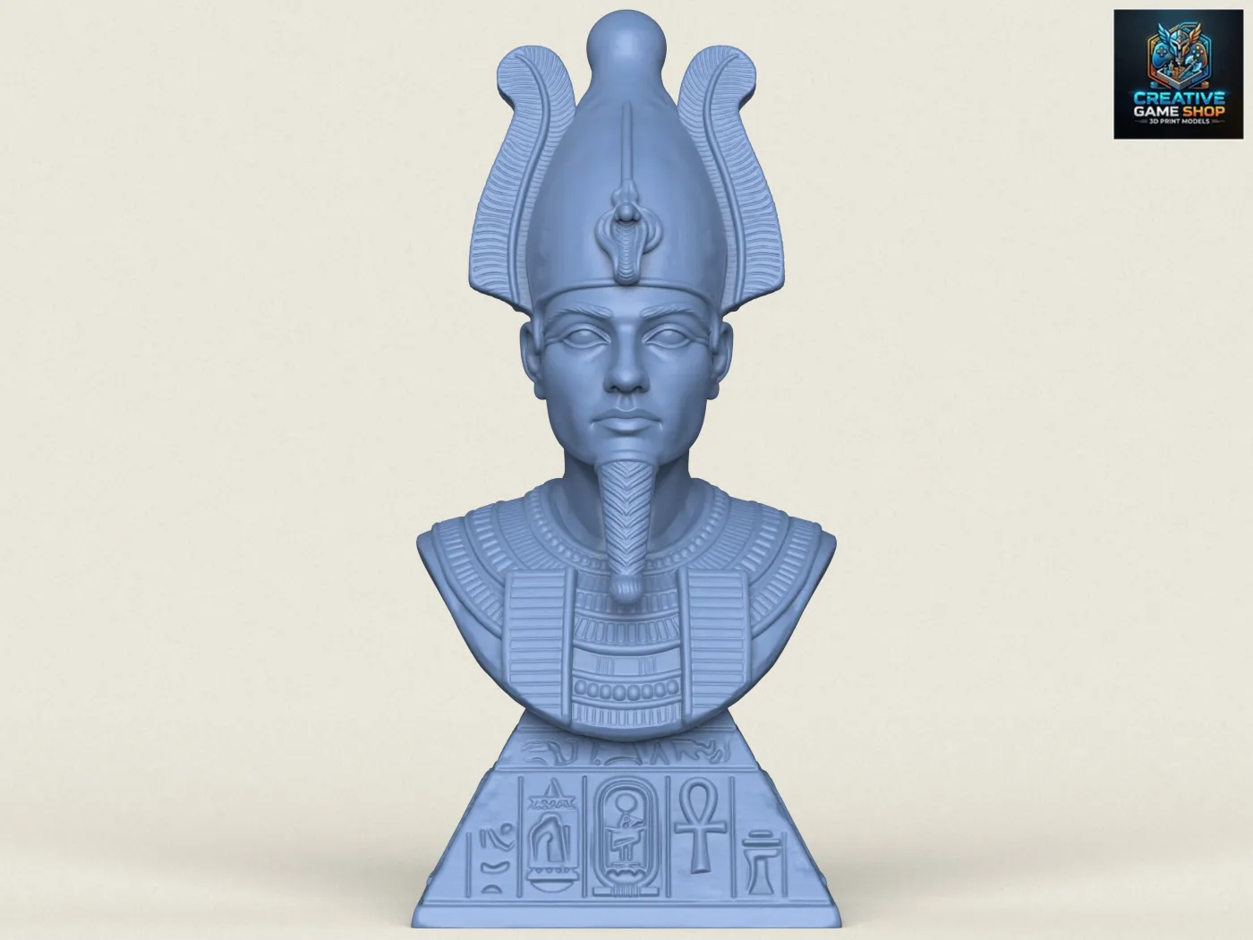 Egyptian God Osiris Bust 3D Print Model .c4d .max .obj .3ds .fbx .stl .blend 