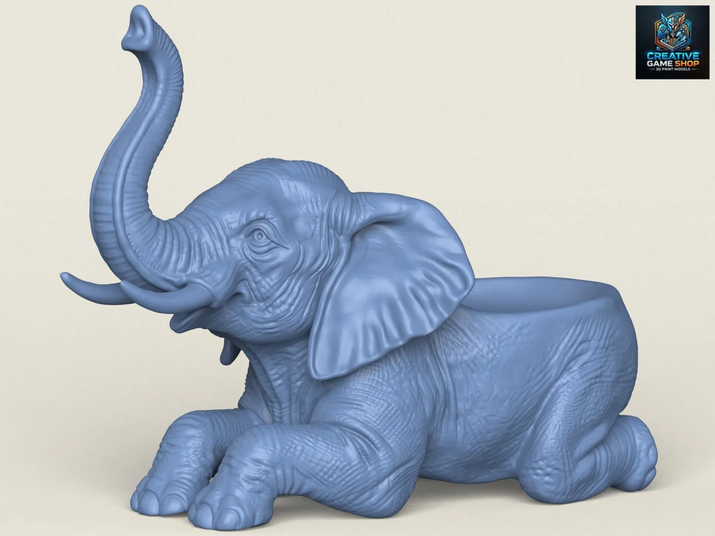 Elephant Decorative Object Holder 3D Print Model .c4d .max .obj .3ds .fbx .stl .blend 