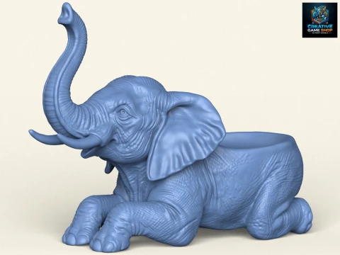 Elephant Decorative Object Holder 3D Print Model