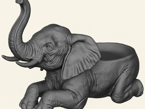 Elephant Decorative Object Holder 3D Print Model
