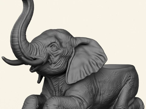 Elephant Decorative Object Holder 3D Print Model