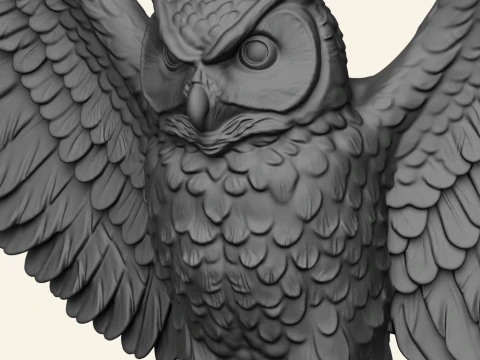 Owl On Skull Sculpture 3D Print Model