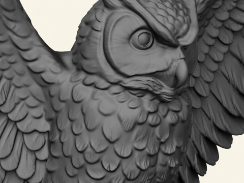 Owl On Skull Sculpture 3D Print Model