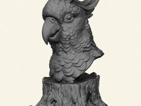 Cockatoo Parrot Bust 3D Print Model